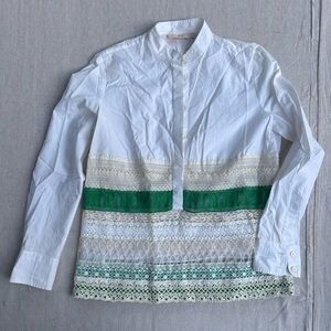 Tory Burch Exquisite White Blouse with virtuous words in lace details - size S